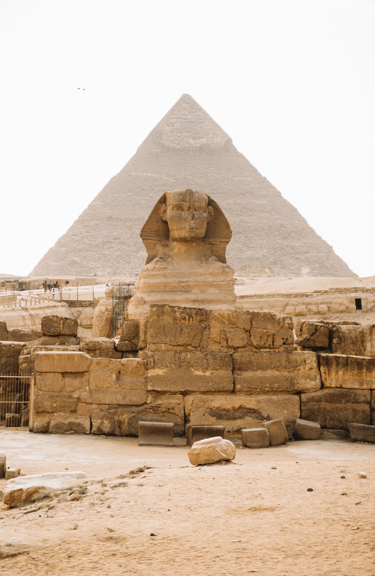 The Great Sphinx with the Pyramid of Khafre behind